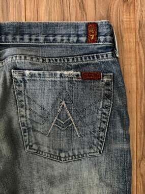 Seven For All Mankind A Pocket Flared Women’s Denim Blue Jeans Size 33 Y2K